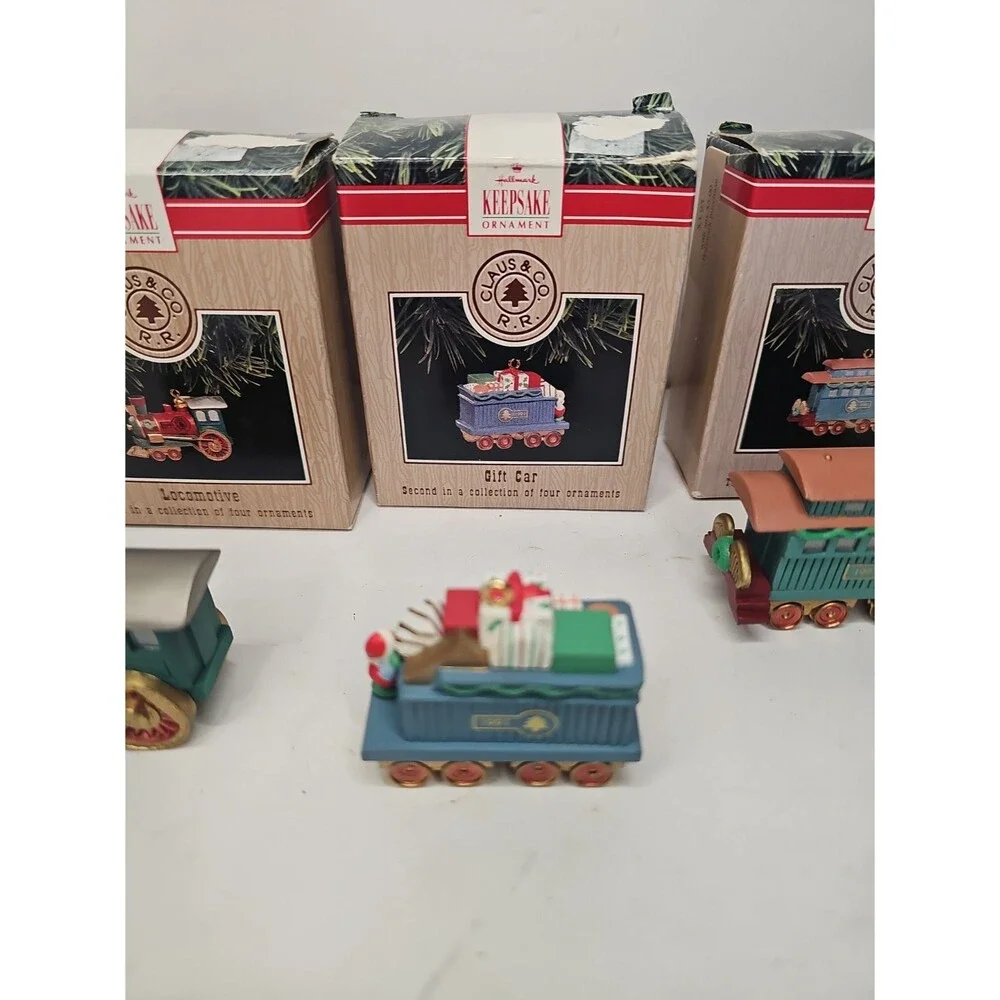 1991 Hallmark Keepsake Claus & Co RR Train Ornament Complete Set of 4 w/ Boxes